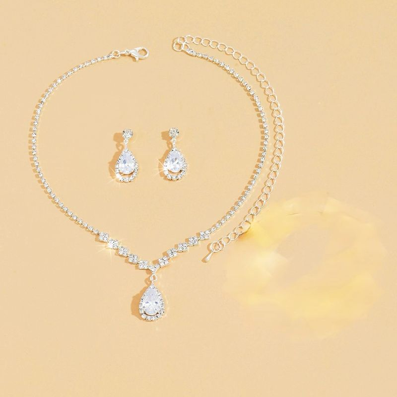 Gioielli Sposa Accessori Zircone Collana Orecchini Catena Decorazione Donna Set_voghion.com