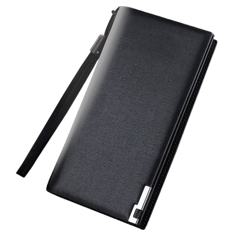 Cartera larga Hengsheng para hombre con múltiples ranuras para tarjetas, cierre de cremallera y estilo sencillo._voghion.com