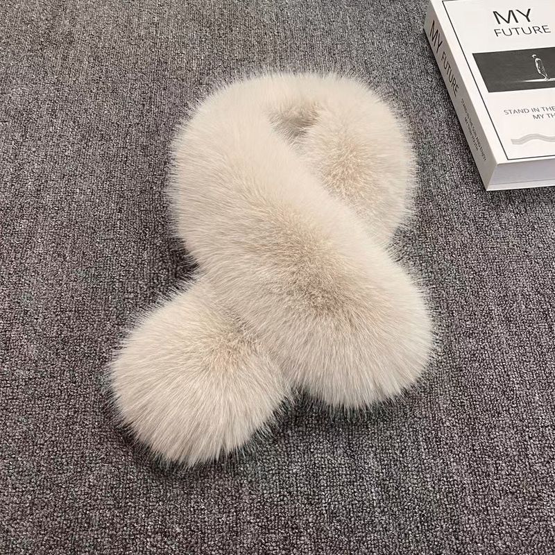 Sciarpa di volpe stile Zhang Yuanying, scaldacollo per donna, autunno inverno, collo di pelliccia caldo e spesso a doppia faccia, universale_voghion.com