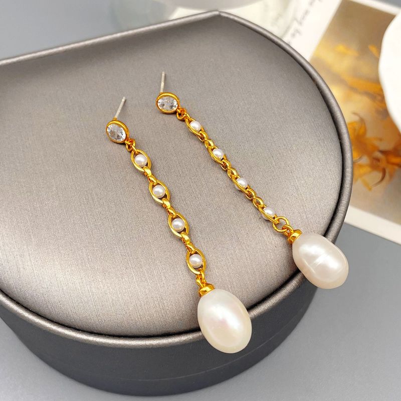 Französisch elegante lange quaste Barock süßwasser perle modische personalisierte temperament, ohrringe, und ohr zubehör_voghion.com