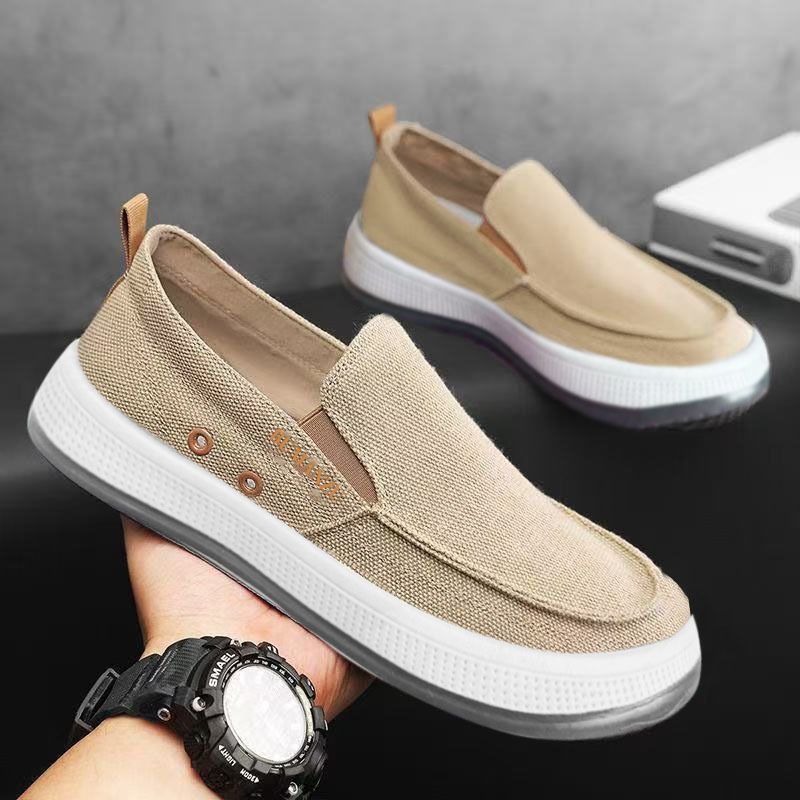 Neue Herren Canvas Spring Lazy Sneakers im koreanischen Stil, trendige, flache, bequeme Slip-On-Freizeitschuhe_voghion.com