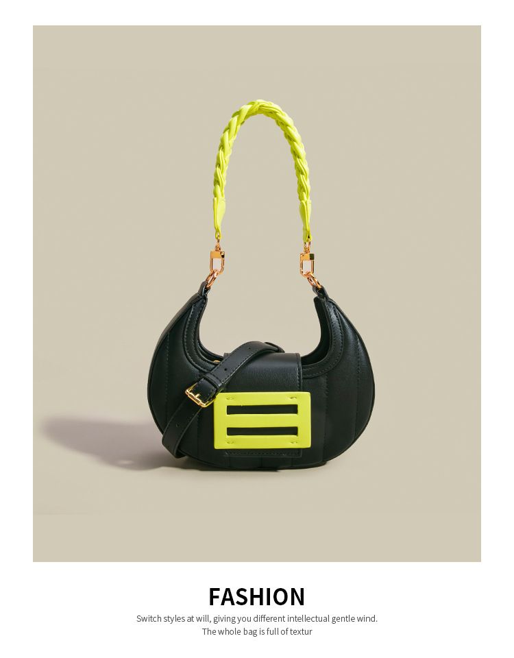 Borsa a tracolla larga con motivo a mezzaluna intrecciata sotto le ascelle, design di nicchia, nuova borsa a tracolla monospalla WO's 2022 per_voghion.com