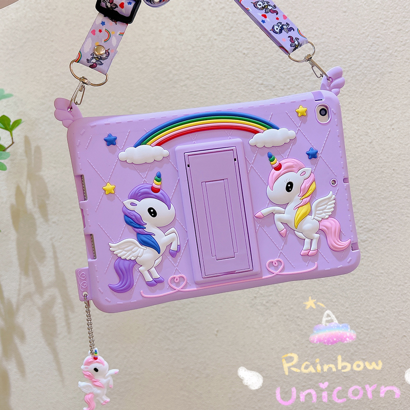 3D Unicorn Soft Case til iPad 10.2 9. 2021 8. 7. Til ipad air5 air4 10.9 Air 2 Pro 11 Mini6 Mini 4 5 Børneetui med holder_voghion.com
