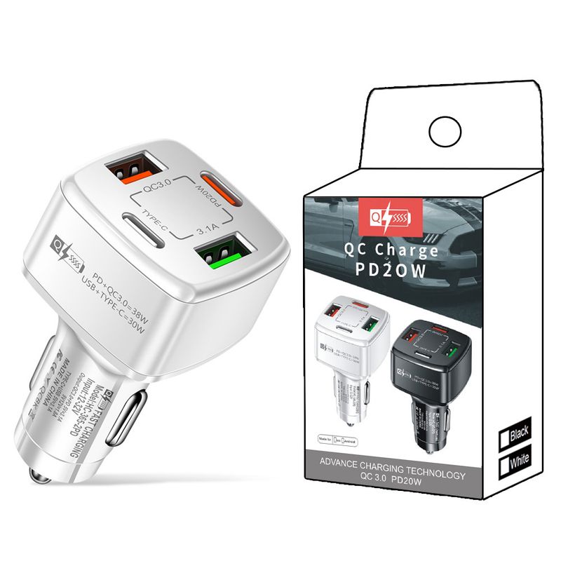 Müzik Festivali Dörtlü 38wPD+qc3.0 3.1A 2USB+Type-c hızlı şarjlı çift hatlı araç şarj cihazı_voghion.com