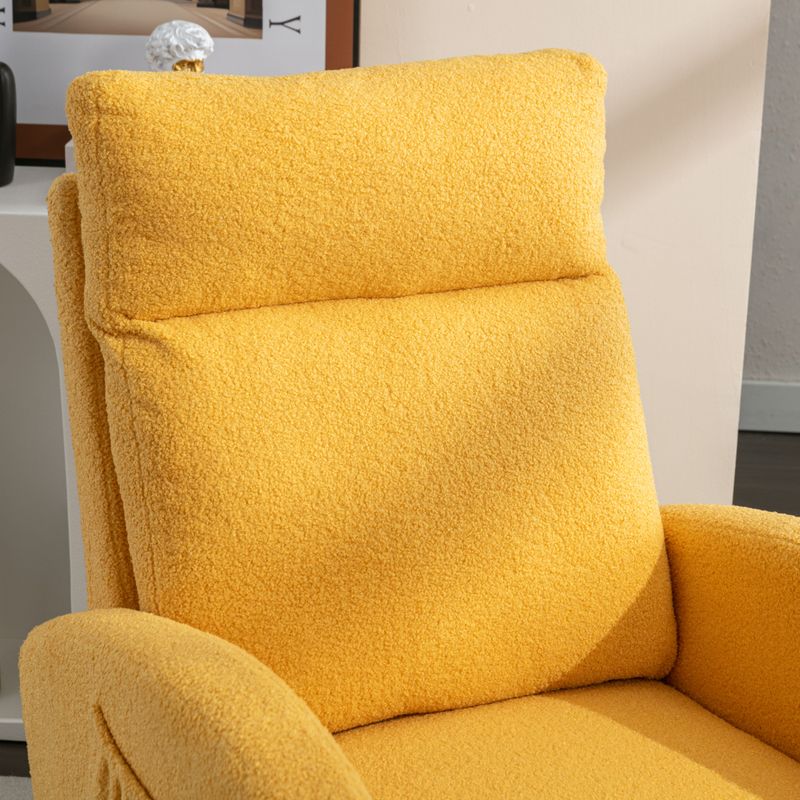 Schaukelstuhl, Mid Century Modern, Teddystoff, Gepolstert, Sitzfläche Gepolstert, Für Wohnzimmer Und Schlafzimmer, Hellgrau_voghion.com