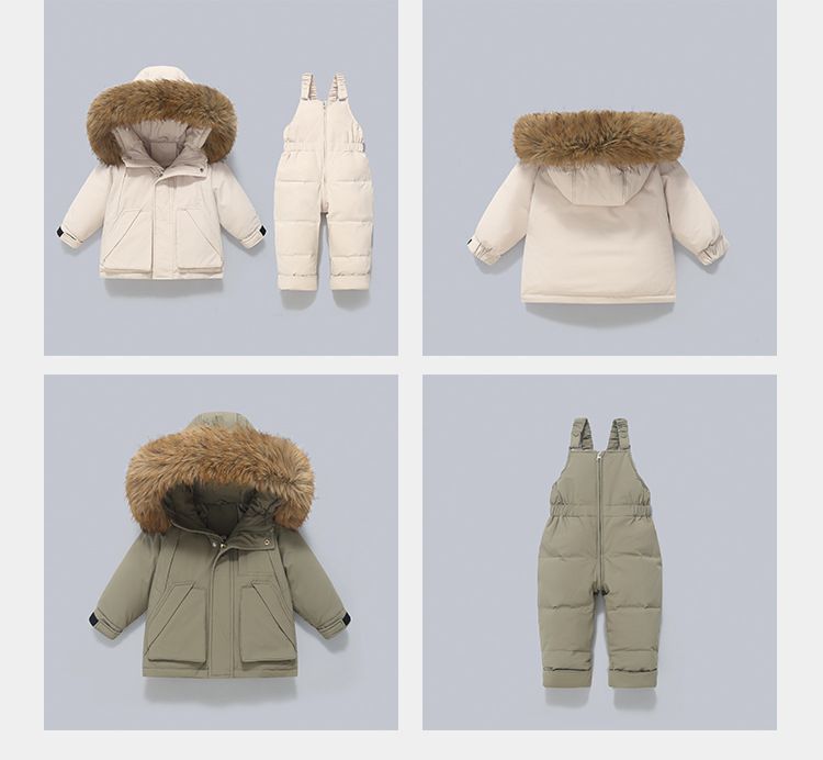 Baby-Daunenjacke & -Overall-Set – Ultrawarm, verstellbarer Bund, 90 % weiße Entendaunen, UV-Schutz (80–110 cm, 5 Farben, trendiges Design)_voghion.com