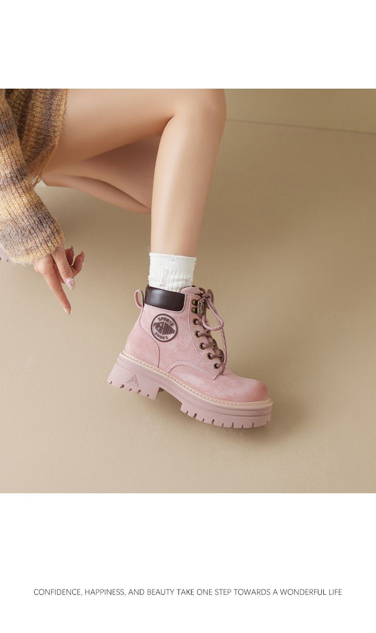 White Deer Same Style 2024 Martin For Women, New Autumn Outdoor Hiking Climbing Yellow B, First Layer Pigskin Work_voghion.com