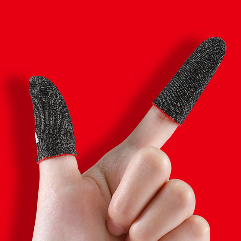 Kunjiuyou 1 Pair S02 Finger Cover Sensitive Breathable Sweat-proof Video Games Touch Screen Fingertip Gloves for PUBG Mobile Game-Red_voghion.com