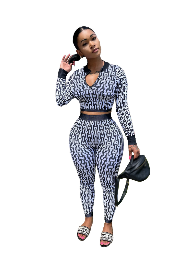 Ensemble deux pièces en tricot élastique imprimé pour femme, automne et hiver, manches longues, trois couleurs disponibles, OL6131_voghion.com