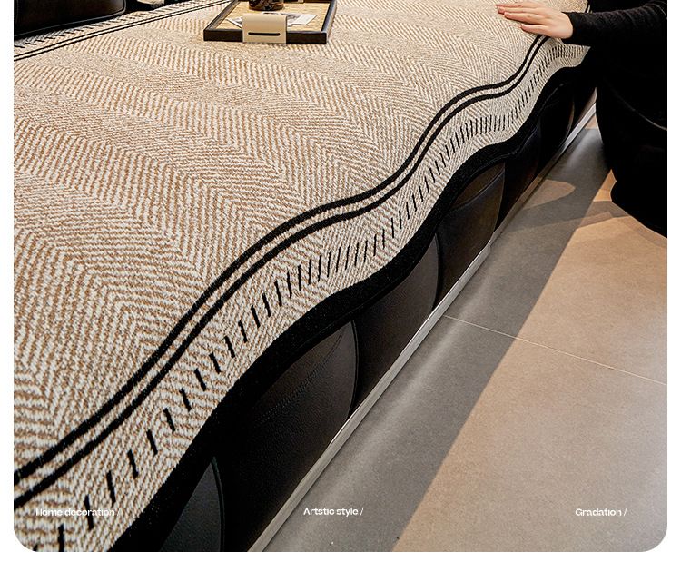 Chenille Wave-Pattern Sofa Cushion – Customizable Non-Slip Seat Pad For Modular Sectionals (Luxury Textured Design)_voghion.com