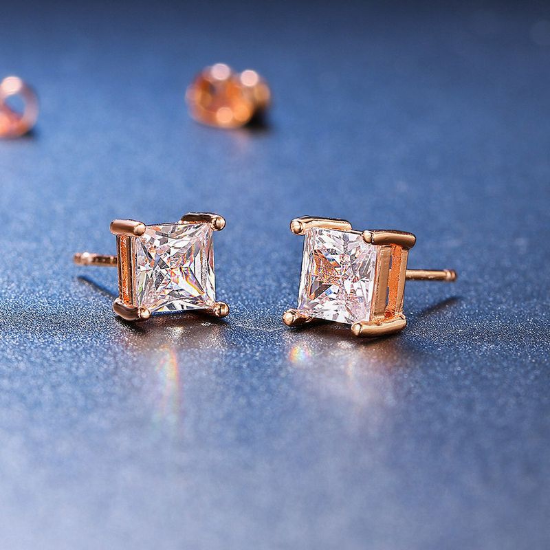 Geometrische Zirkon-Ohrringe für Unisex, modische und vielseitige einzelne Diamant-Ohrringe, beliebte Unisex-Ohrringe_voghion.com