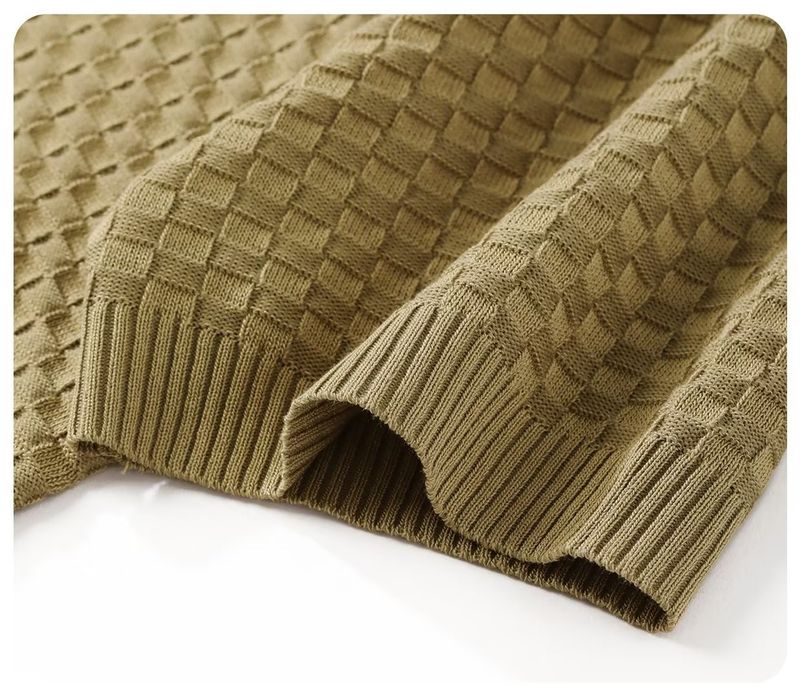 Herrenbekleidung Sommer New Ins Revers Kurzarm Poloshirt Herren Leichtes Luxus All Match Einfarbiges Kariertes Textur T-Shirt_voghion.com