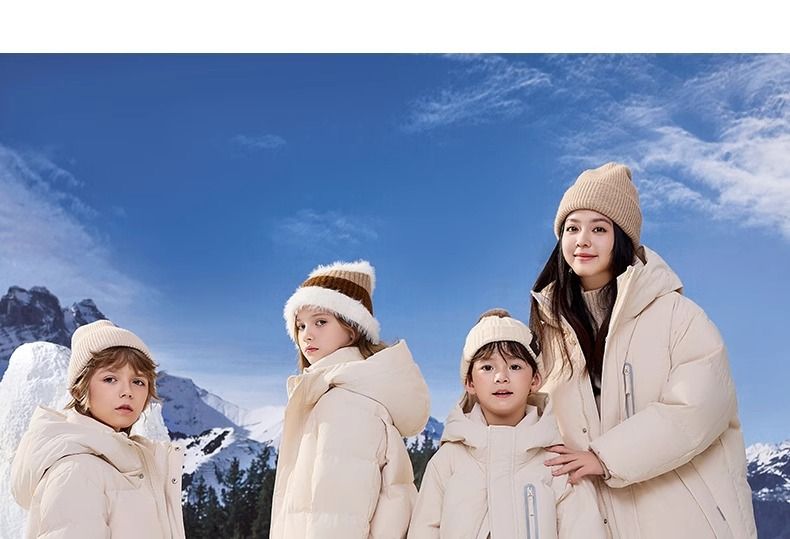 Kids' Long Winter Puffer Coat – Thickened Polyester Jacket With Detachable Hood For Boys & Girls (120-170cm, Black/Red/White, Windproof & Soft)_voghion.com