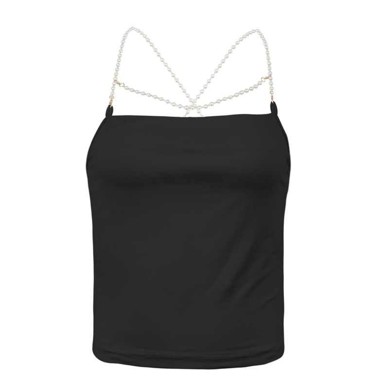 Women's sleeveless vest bottoming tube top strap tight vest cross strap short T-shirt_voghion.com