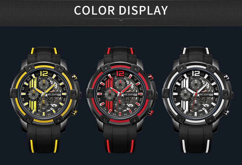 Chronograph Mens Sport Watches with Silicone Band Big Dial Military Quartz Watch Men Clock_voghion.com