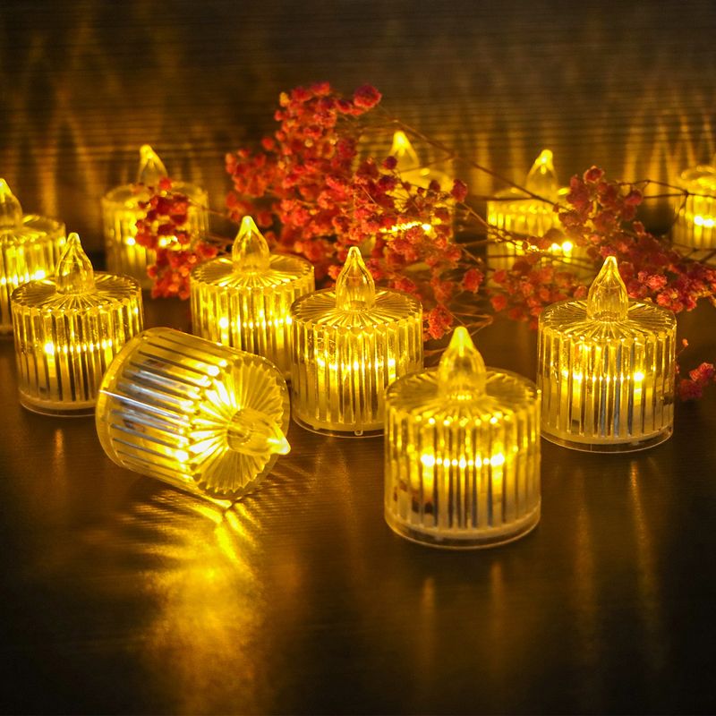 Flameless LED Tea Lights - Crystal-Clear Battery Candles For Christmas, Valentine’s Day & Home Decor (12-Pack, Warm White Flicker Or Multicolor)_voghion.com