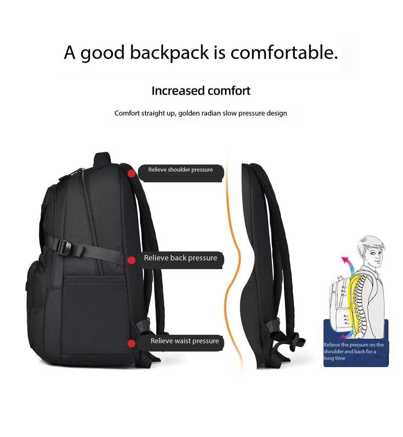 Wasserabweisender Studentenrucksack mit mehreren Taschen, große Kapazität 14-Zoll-Laptoptasche aus Oxford-Stoff_voghion.com