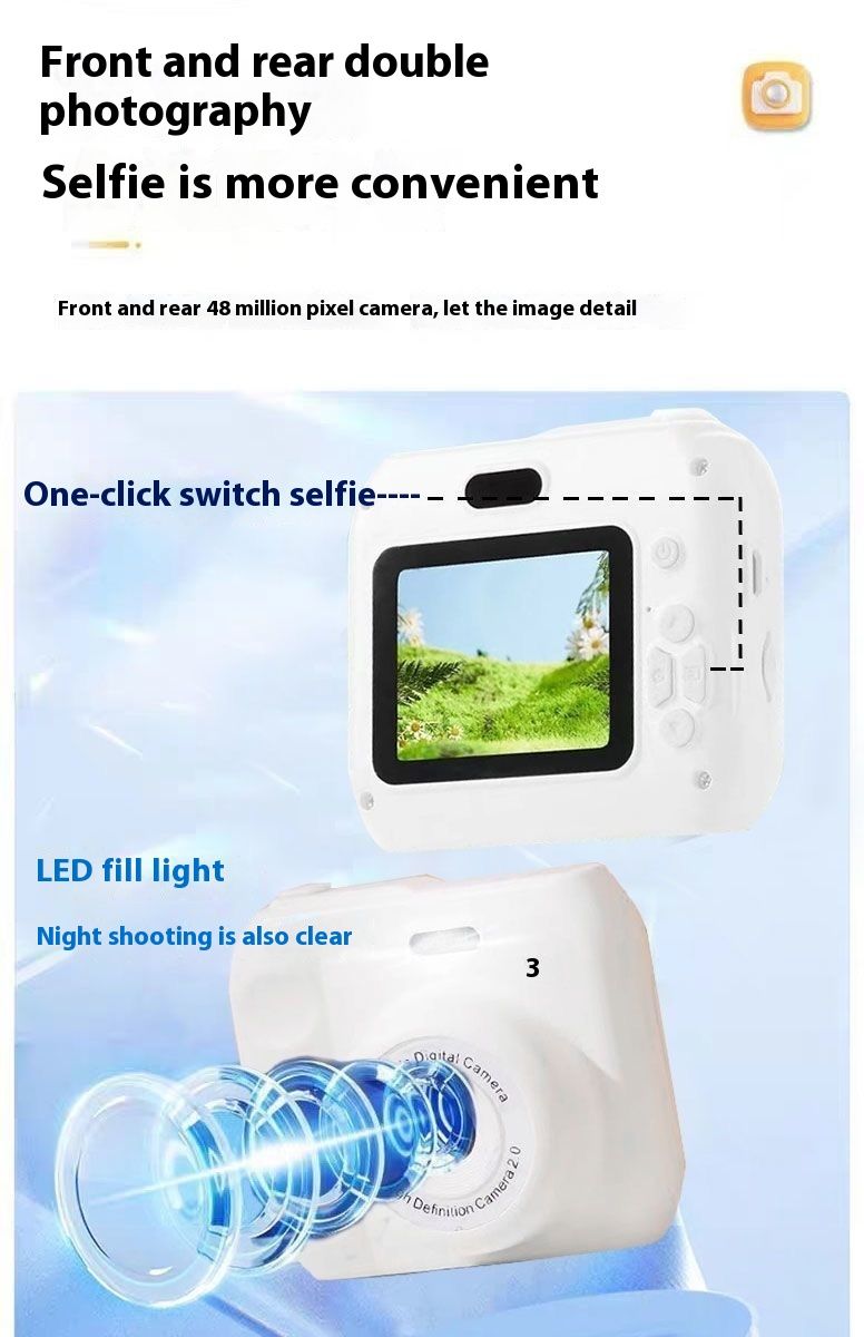 Xiaomi Youpin HD Cute Dual Digital Polaroid Student Campus Puede tomar fotografías y transferirlas a la cámara móvil_voghion.com