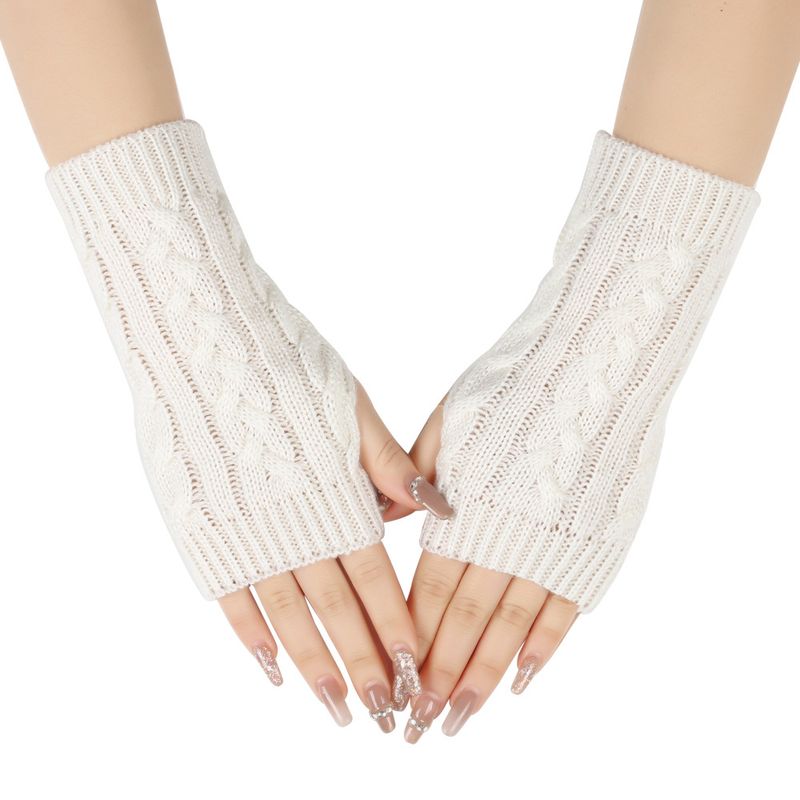 Unisex vlněné rukavice s půl prsty, psaní, hraní, mobilní telefon, pár, krátká manžeta, pletená, teplá, špička prstu_voghion.com