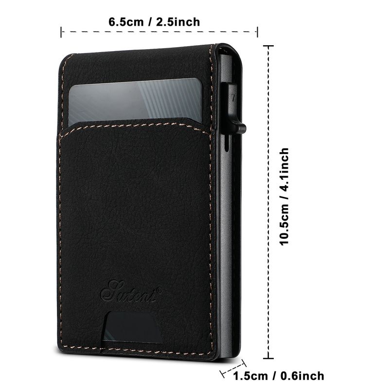 Card Cases Carbon Fiber Leather Keys Automatically Eject Card Case Card With Photo Frame Oil Wax Glossy Lychee Scrub_voghion.com