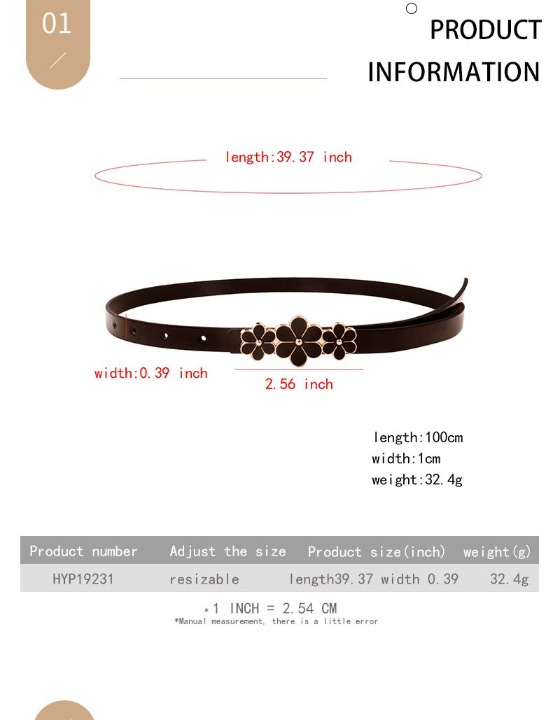 HOT women belt fashion thin decorate dress small daisy black white summer_voghion.com