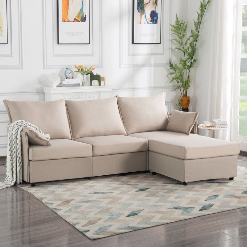 93.7' Sectional Sofa With Ottoman_voghion.com