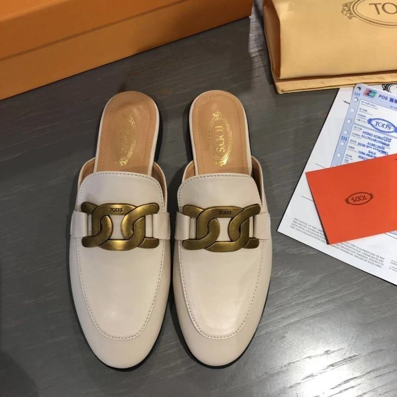 High end 2024 Potato Silk Metal Buckle Flat Bottom Muller with Baotou Half Tuo Lefu Shoes_voghion.com