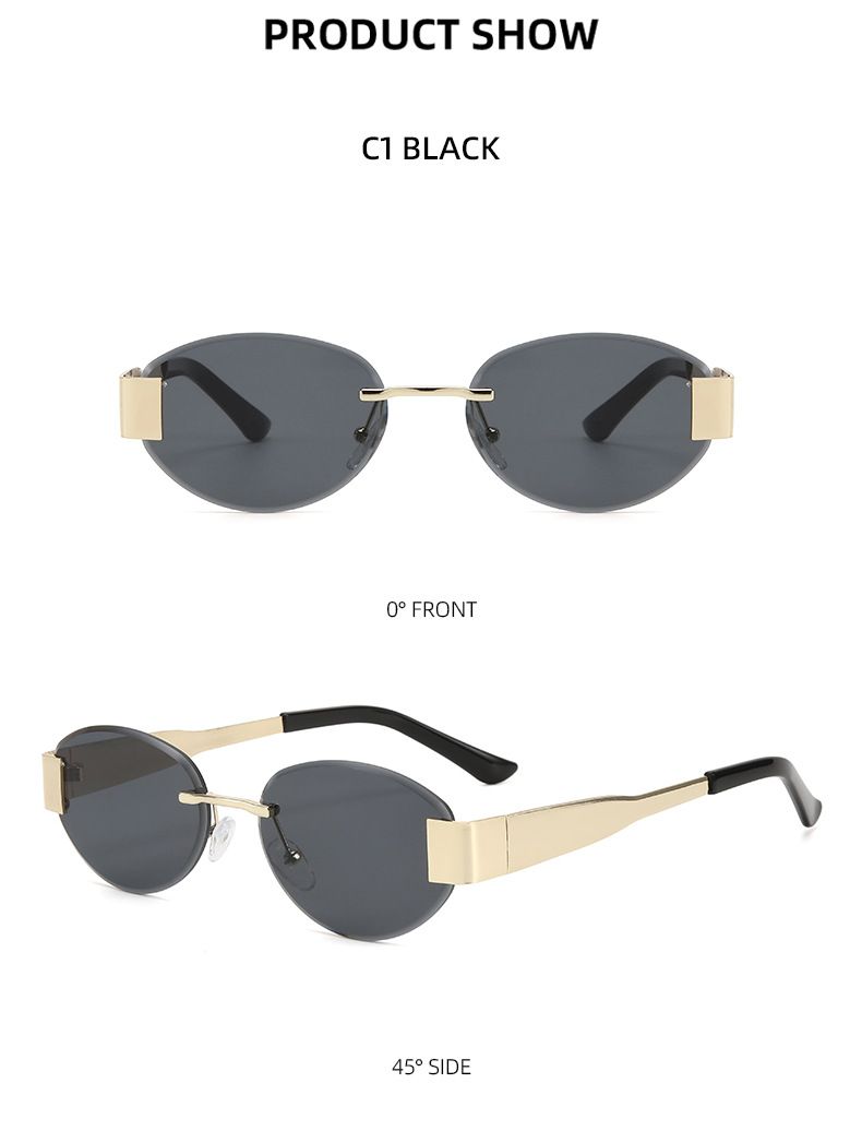 New Frameless Trimmed Metal Sunglasses Cross Border Retro UV400 Trendy Sunglasses High End Fashion_voghion.com