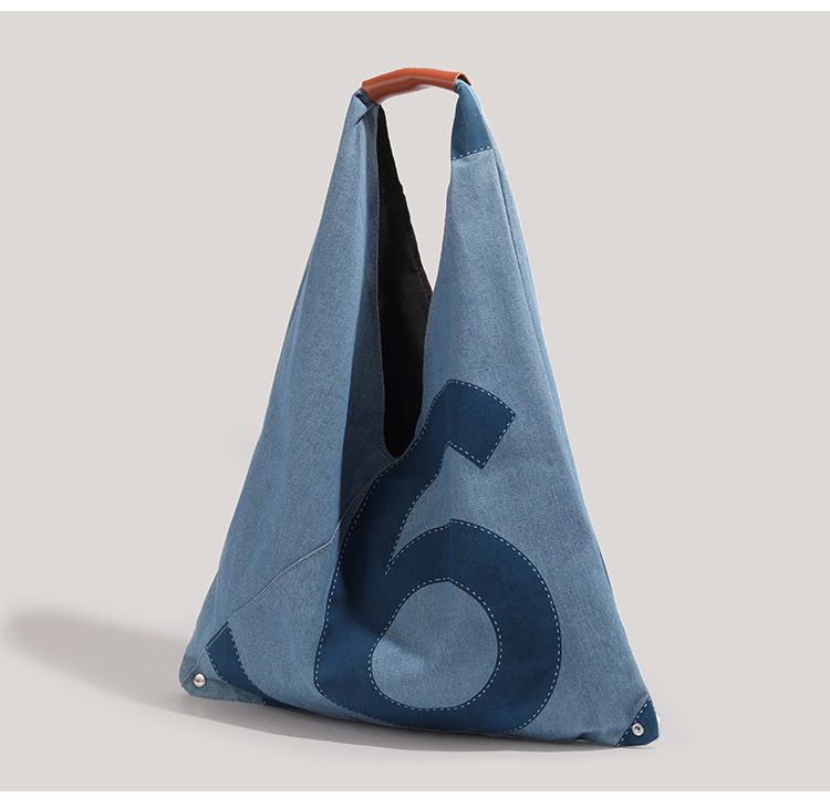 Borsa a tracolla multifunzionale in denim con lettere, stile casual 2025, primavera ed estate, grande capacità, moda, versatile, casual, quotidiano._voghion.com