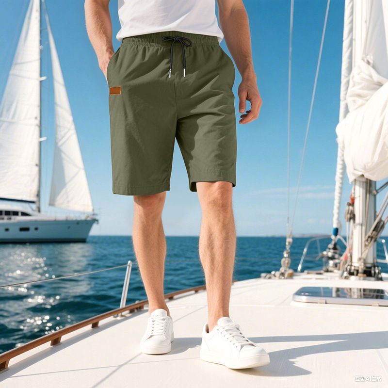 Pantalones de playa para hombre, de verano, informales, ligeros y lujosos, de cinco puntos, con cordón cruzado, talla grande_voghion.com