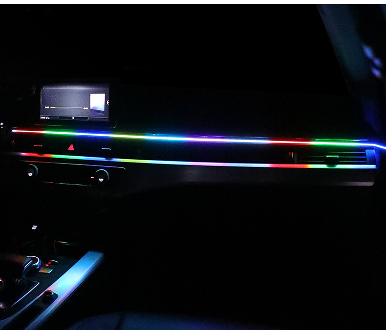 Car Center Console Interior Colorful Modified LED Dashboard Acrylic Ambient USB Wireless Flowing Light_voghion.com
