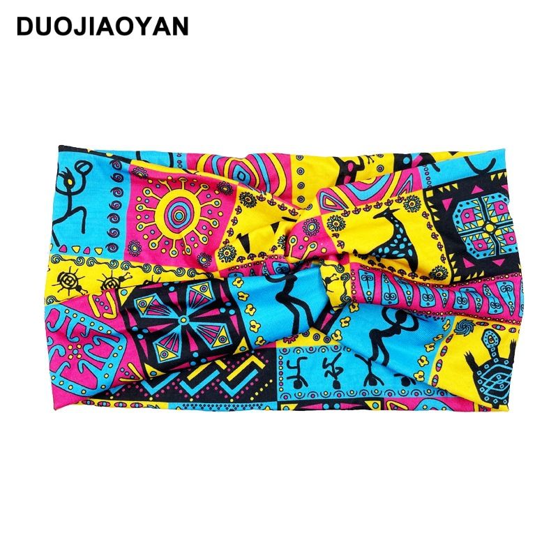 Spring and Summer New Style Knotted Cross Headband Bohemian Print Headband Elastic Headband Headband_voghion.com