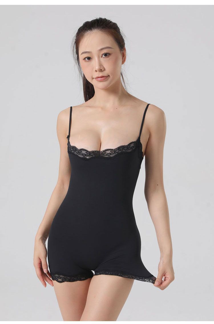 K New Sexy Hot Canotta Body in pizzo con spalline regolabili, body intero trasparente e traspirante._voghion.com