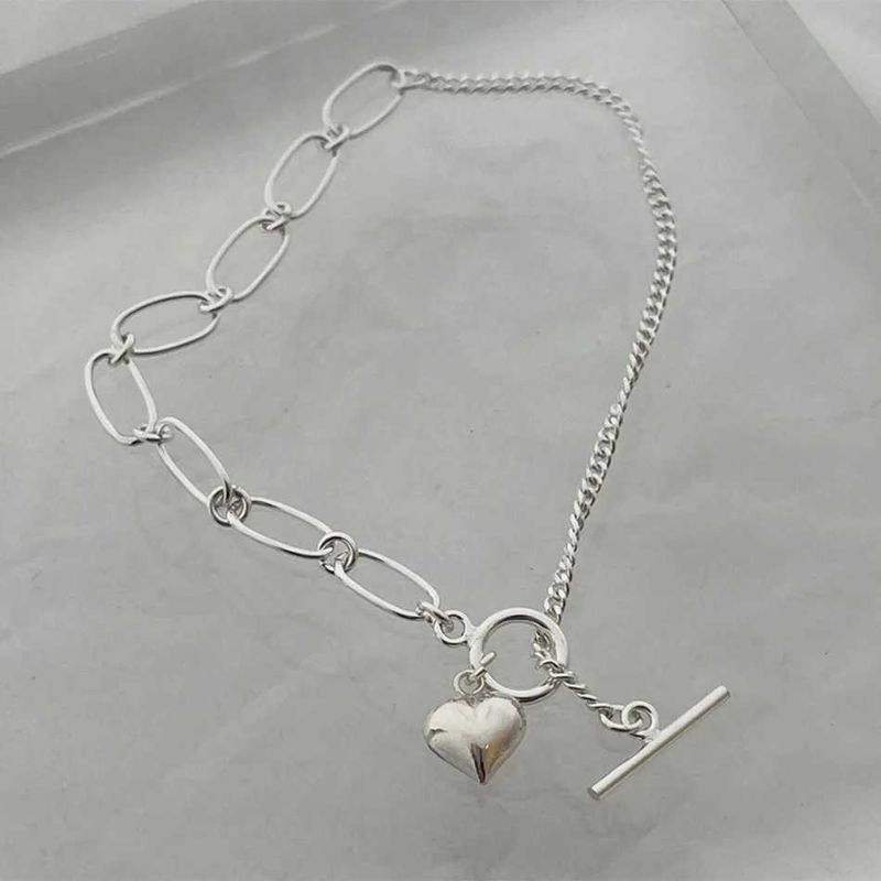 Tornozeleiras Lispector Sterling Sier Korean Love Charm Adequado para Colar de Corrente Simples Feminino Jóias de Praia de Verão_voghion.com