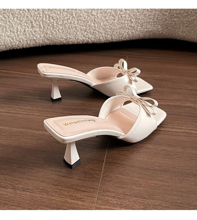 Nischen-Sandalen aus echtem Leder mit hohen Absätzen für Damen, französische kleine Müller-Halbschuhe, 2025, Frühling und Sommer, neu, stilvoll und exquisit_voghion.com
