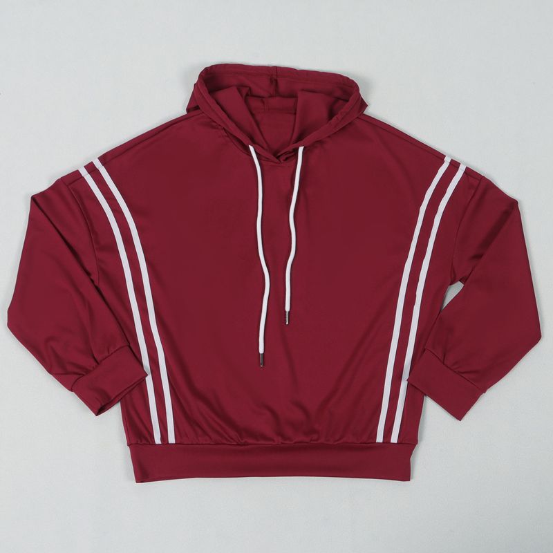 Damenbekleidung Zweiteiliges Set mit Kapuzenpullover mit Bandnähten_voghion.com