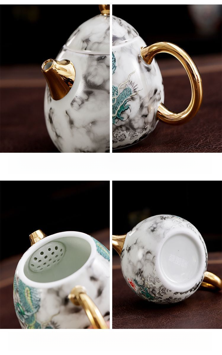 Mistrzowski ręcznie robiony zestaw do parzenia jajek smoka Qinglong wysokiej jakości do użytku domowego Kung Fu Tea Set z pojedynczym dzbankiem ceramicznym_voghion.com
