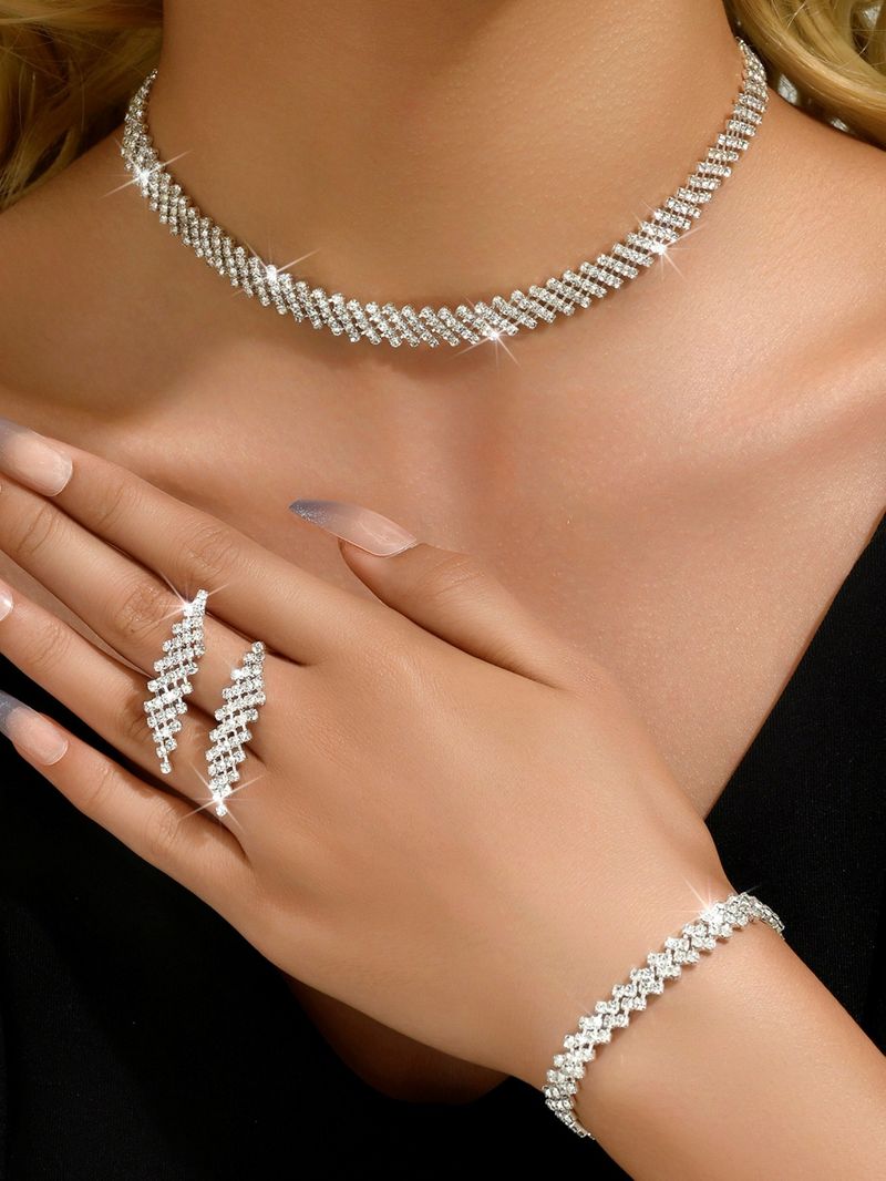 Orecchini alla moda da donna, collana, bracciale, tre pezzi di catena con artigli, set da sposa, semplice regalo per la festa di compleanno_voghion.com