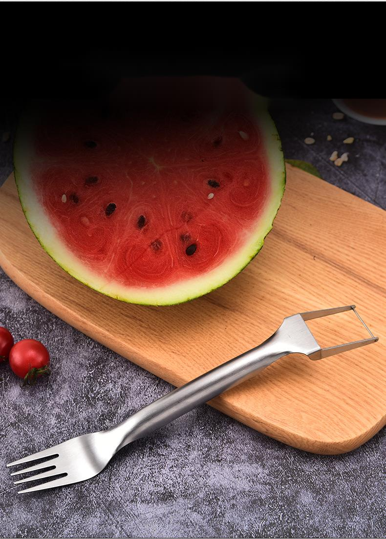 Nuevo cortador de acero inoxidable, utensilio de cocina, cortador de sandía multifuncional, bloqueador, tenedor de fruta_voghion.com