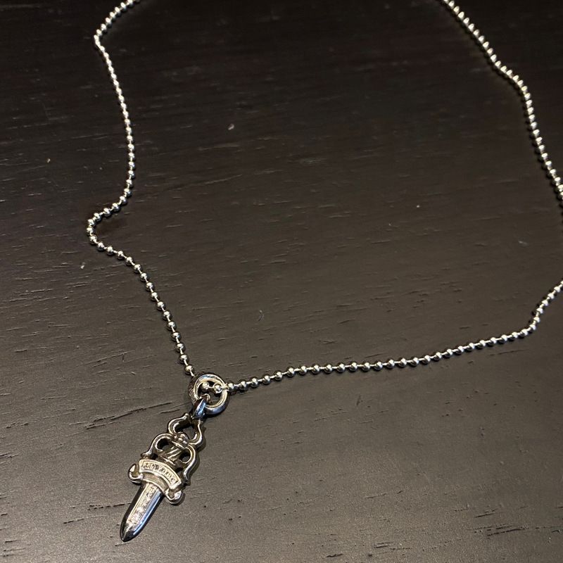 Collana con ciondolo a forma di croce in argento sterling con lettera Crow, collana con spada, hip hop, versatile, catena con perline rotonde_voghion.com