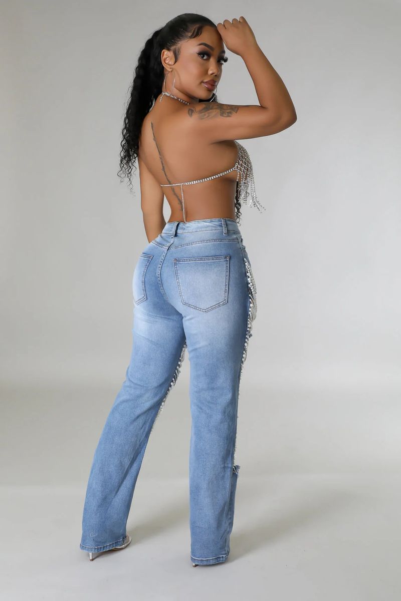 Women's Clothing Hot Girl Summer Pants Holes Heavy Beaded Beaded Stretch Jeans Trousers Women Jeans_voghion.com