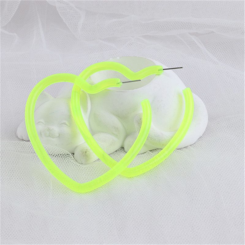 Orecchini esagerati in resina acrilica colorata a forma di C, alla moda, versatili, per personalità, gioielli, discoteca_voghion.com