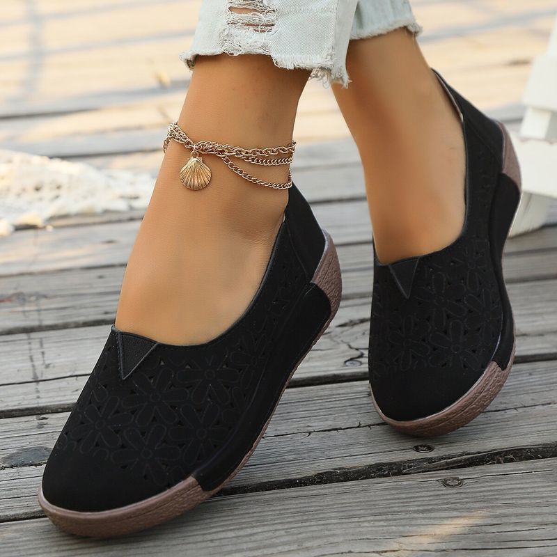 Neue Lazy Singles Casual-Schuhe in Übergröße mit flachem Boden und Hohllöchern, runde Zehenpartie für Damen mit einem Fußpedal_voghion.com