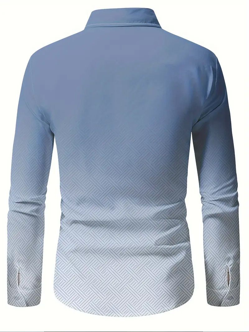 Camicia casual a maniche lunghe da uomo, nuova, primavera e autunno, con colori sfumati_voghion.com