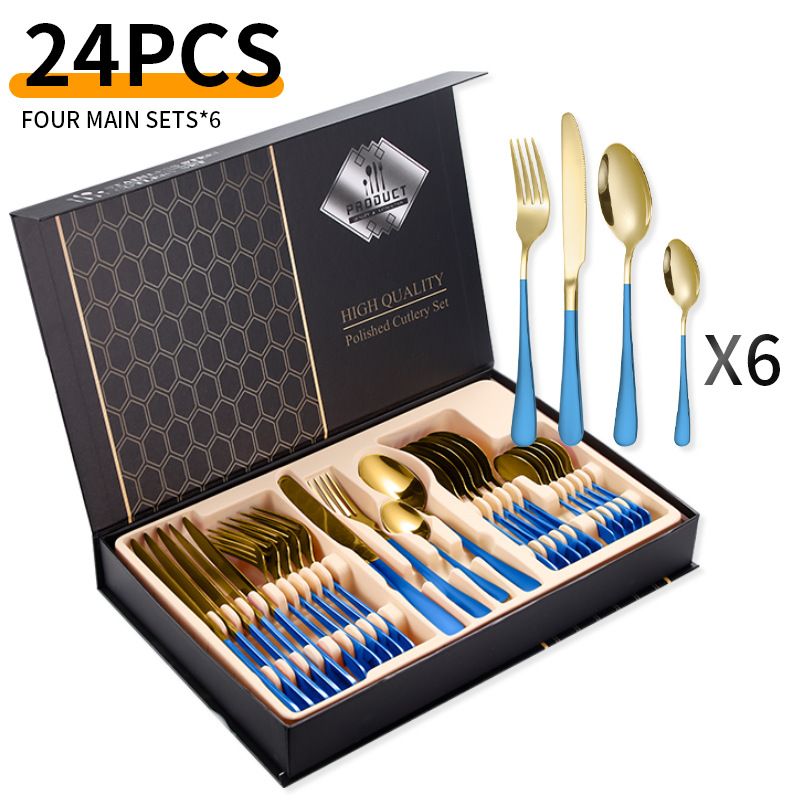 Viral 1010 Series 24-Piece Titanium Cutlery Set - Premium Stainless Steel Knives Forks & Spoons In Trendy Flip-Top Box_voghion.com