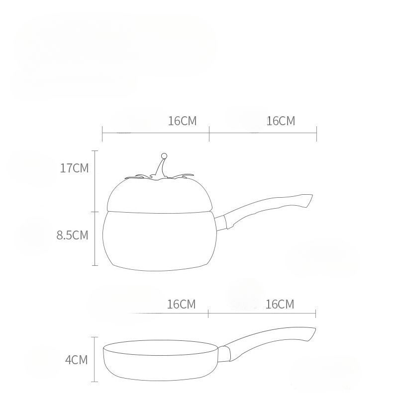 Koreański styl instant pomidorowy smażony mały garnek do gotowania makaronu z mlekiem i nieprzywierającą powłoką, słodki garnek do zupy dla niemowląt_voghion.com