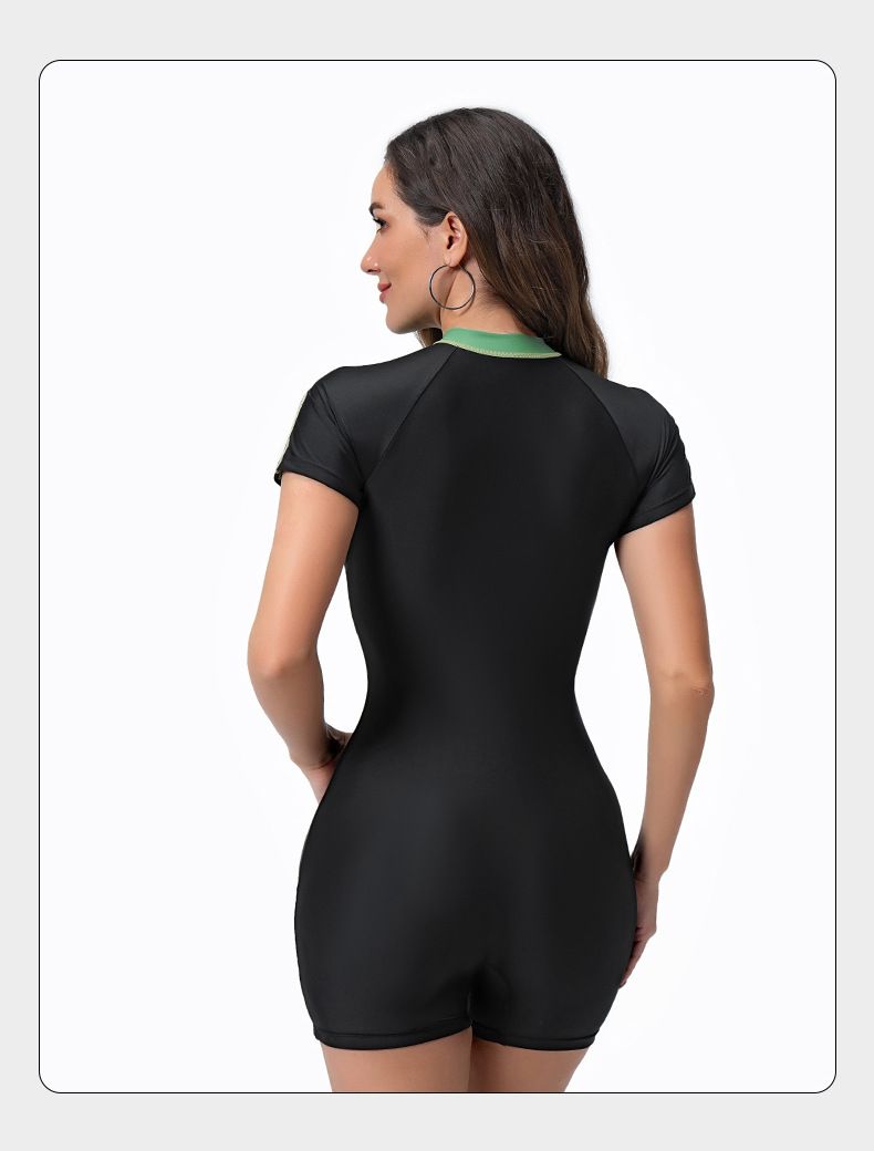 Damenbekleidung Einteiliger Sport-Badeanzug mit Reißverschluss Langarm-Surf-Badeanzug für Damen Surfanzug Boxer Quallenanzug Schnorchelanzug_voghion.com