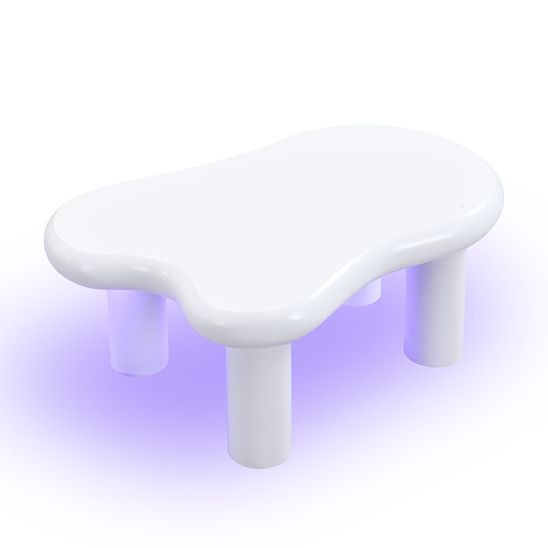 Table basse en MDF blanc en forme de nuage avec éclairage LED 16 couleurs et tiroir – Table de salon moderne avec rangement_voghion.com