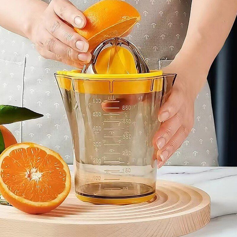 Wyciskarka ręczna z miarką, prasa do owoców, prosty kubek do soku pomarańczowego i cytrynowego_voghion.com