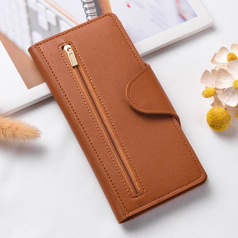 ENMEX Slim Women's Long Wallet With Multiple Card Slots – Lightweight PU Leather Bifold Wallet (Black/Tan/Red/Blue/Purple/White/Pink)_voghion.com